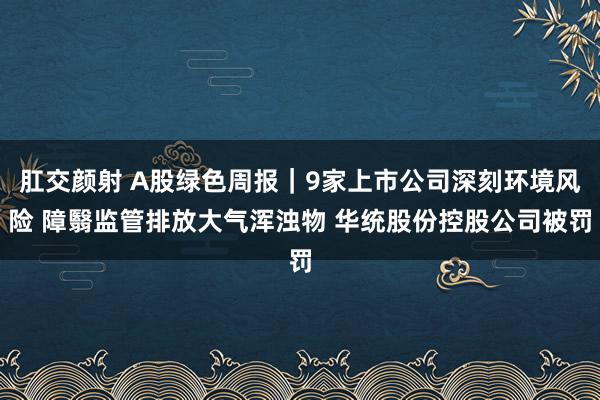 肛交颜射 A股绿色周报｜9家上市公司深刻环境风险 障翳监管排放大气浑浊物 华统股份控股公司被罚