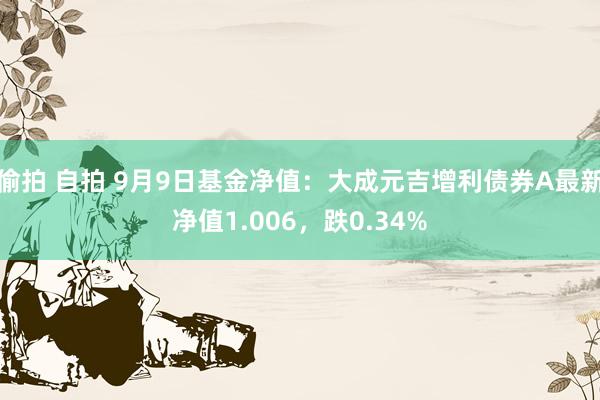 偷拍 自拍 9月9日基金净值：大成元吉增利债券A最新净值1.006，跌0.34%