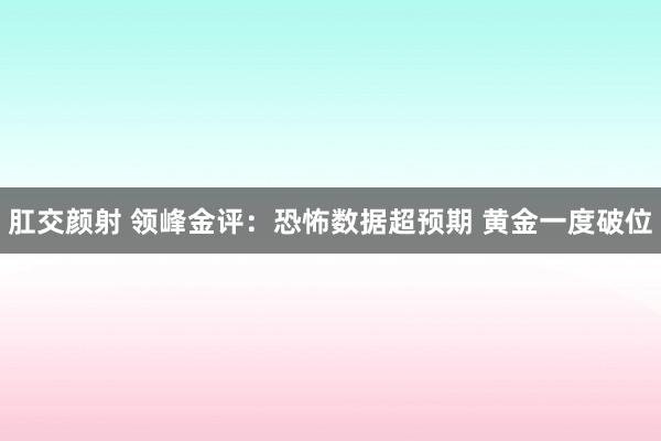 肛交颜射 领峰金评：恐怖数据超预期 黄金一度破位