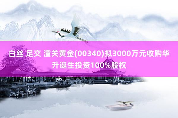 白丝 足交 潼关黄金(00340)拟3000万元收购华升诞生投资100%股权