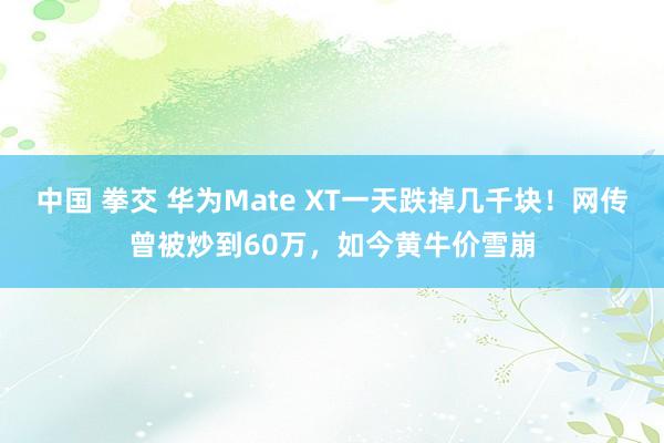 中国 拳交 华为Mate XT一天跌掉几千块！网传曾被炒到60万，如今黄牛价雪崩