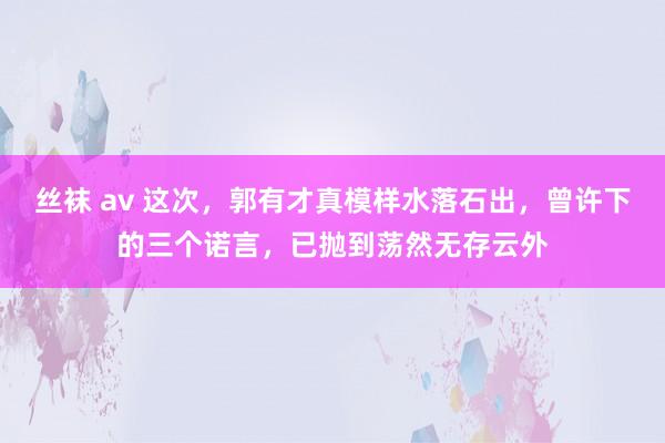 丝袜 av 这次，郭有才真模样水落石出，曾许下的三个诺言，已抛到荡然无存云外