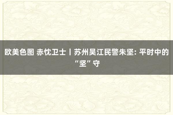 欧美色图 赤忱卫士丨苏州吴江民警朱坚: 平时中的“坚”守