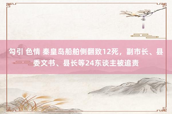 勾引 色情 秦皇岛船舶侧翻致12死，副市长、县委文书、县长等24东谈主被追责