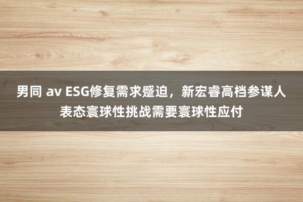 男同 av ESG修复需求蹙迫，新宏睿高档参谋人表态寰球性挑战需要寰球性应付