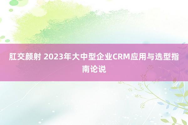 肛交颜射 2023年大中型企业CRM应用与选型指南论说