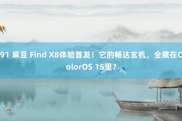 91 麻豆 Find X8体验首发！它的畅达玄机，全藏在ColorOS 15里？