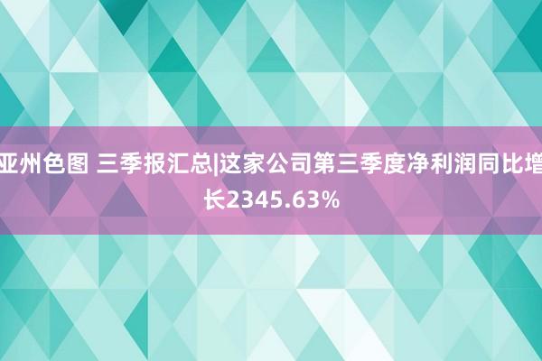 亚州色图 三季报汇总|这家公司第三季度净利润同比增长2345.63%