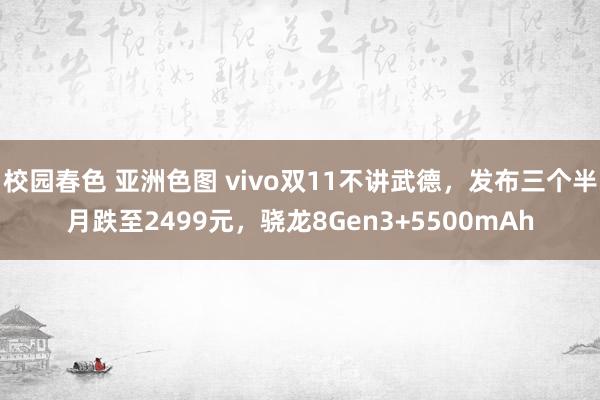 校园春色 亚洲色图 vivo双11不讲武德，发布三个半月跌至2499元，骁龙8Gen3+5500mAh