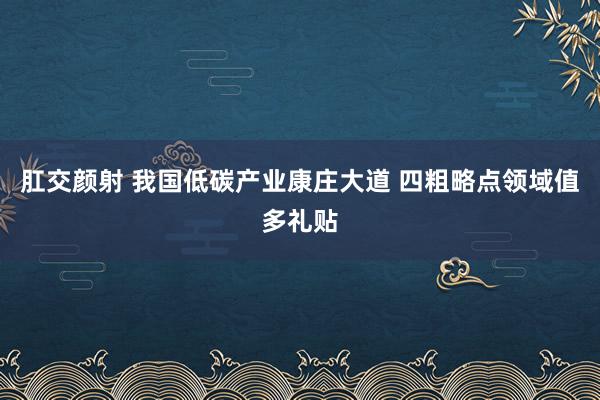 肛交颜射 我国低碳产业康庄大道 四粗略点领域值多礼贴