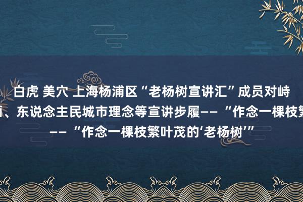 白虎 美穴 上海杨浦区“老杨树宣讲汇”成员对峙开展党的改进表面、东说念主民城市理念等宣讲步履—— “作念一棵枝繁叶茂的‘老杨树’”