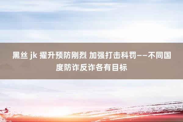 黑丝 jk 擢升预防刚烈 加强打击科罚——不同国度防诈反诈各有目标