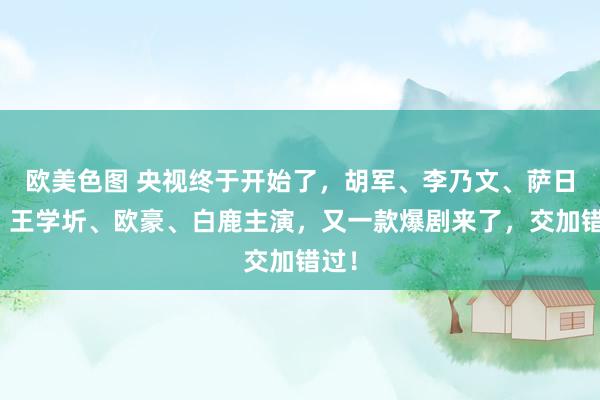 欧美色图 央视终于开始了，胡军、李乃文、萨日娜、王学圻、欧豪、白鹿主演，又一款爆剧来了，交加错过！