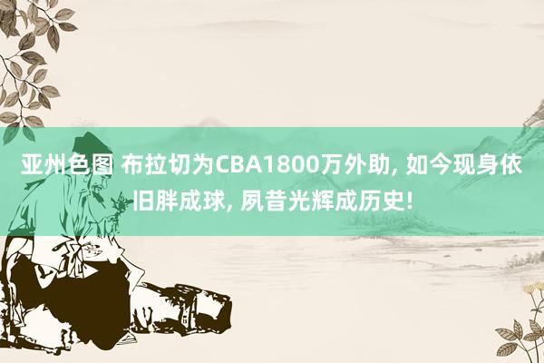 亚州色图 布拉切为CBA1800万外助， 如今现身依旧胖成球， 夙昔光辉成历史!