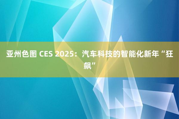 亚州色图 CES 2025：汽车科技的智能化新年“狂飙”