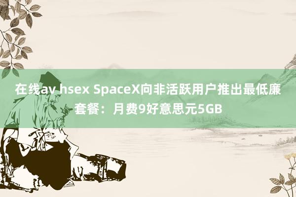 在线av hsex SpaceX向非活跃用户推出最低廉套餐：月费9好意思元5GB